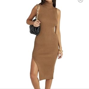 Ribbed Mock Neck Sleeveless Dress